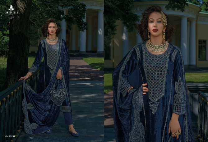 Velvet Meenakari By Cinderella Viscose Velvet Embroidery Salwar Suit Wholesale Online 